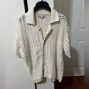 Urban Outfitters Ivory Knit Polo Cardigan
